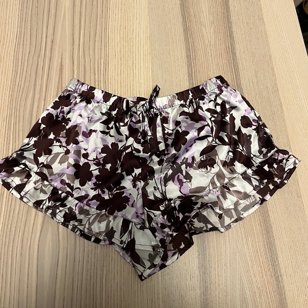 Adore Me - Purple and White Floral Shorts- Size Small